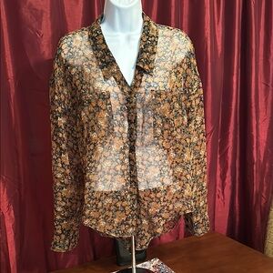 Free People Sheer Button-Up Blouse